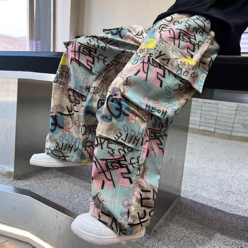 Child Pants Spring Boys Trousers Teenager Autumn Fashion Clothing Kids Wide-legged Trousers Boy Letter Loose Pants
