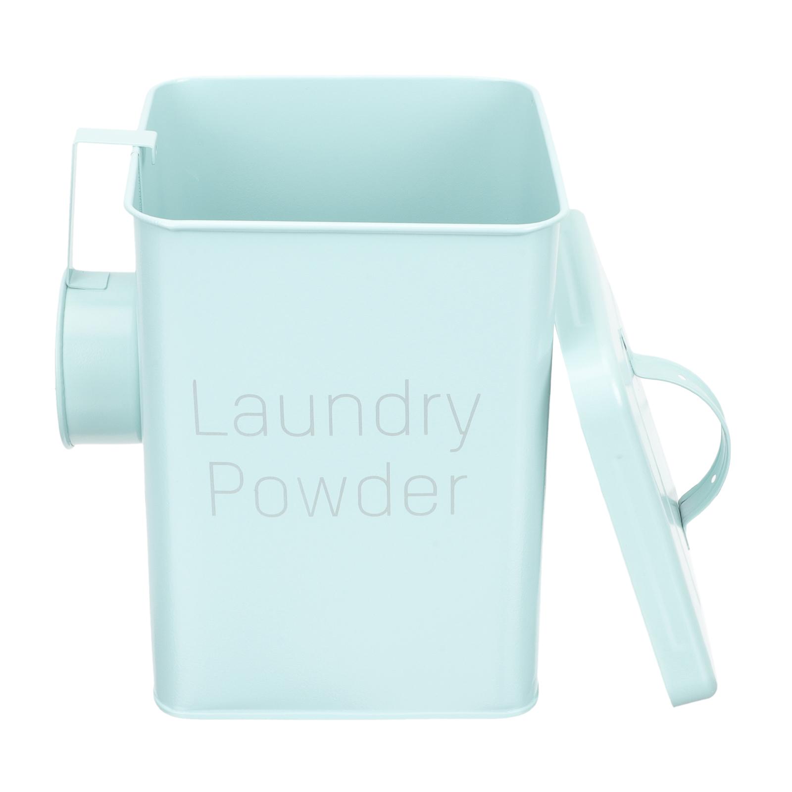 

1 set 1 Set Laundry Powder Container Iron Storage Bucket For Detergent Metal Washing Powder Holder Heavy Duty Laundry Room Sky-blue