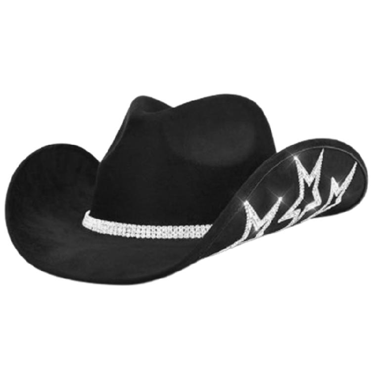 Rhinestone Woman Men Cowboy Hat for Christmas Elegant Ladies Prom Party Hat