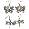 Pendientes con gancho con diseño de mariposa, libélula y diamantes de imitación para mujer, estilo bohemio, regalo de joyería