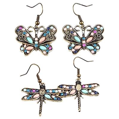 Stilvolle böhmische Frauen Schmetterling Libelle Strass Charm Haken Ohrringe Schmuck Geschenk