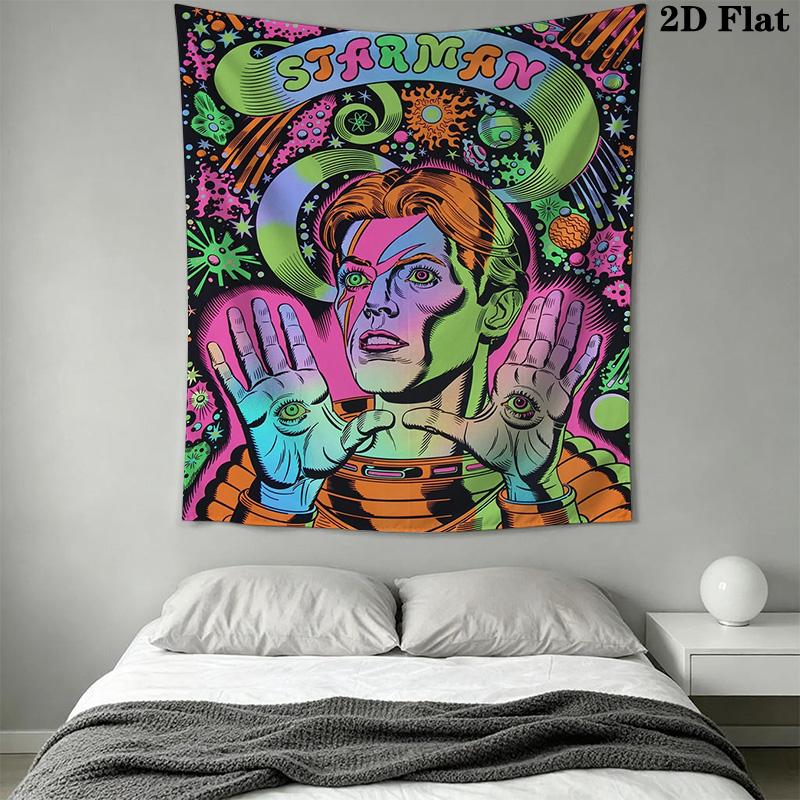 David Bowie: Starman Cosmic Pattern Home Decor Tapestry, Wall Hanging, Decorative RV Wall Cloth.ZGT0914031