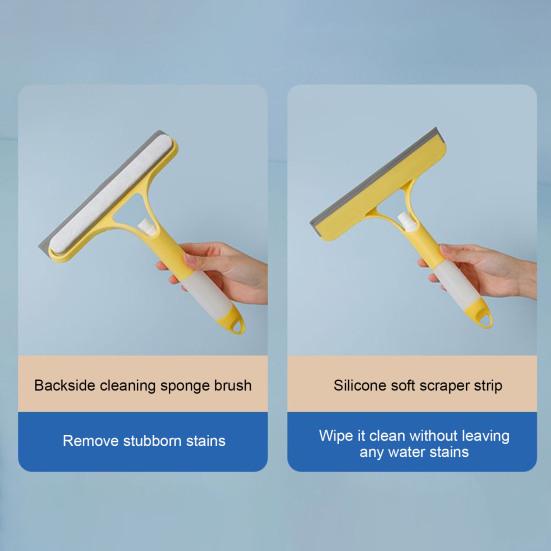 Glass Wiper TPR Soft Dual-Purpose Scraper Watering Can Windows Brush with Scraper Head Kitchen Countertops Spray