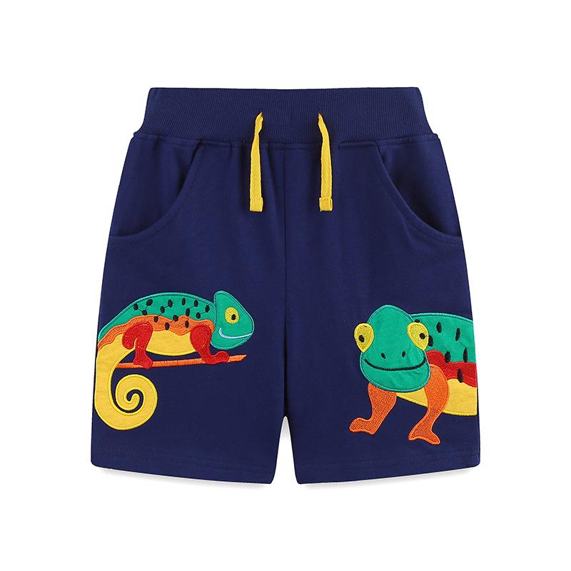 Summer children s shorts creative animal embroidery casual boys five-point pants knitted cotton children s sports shorts 7Y(125cm)
