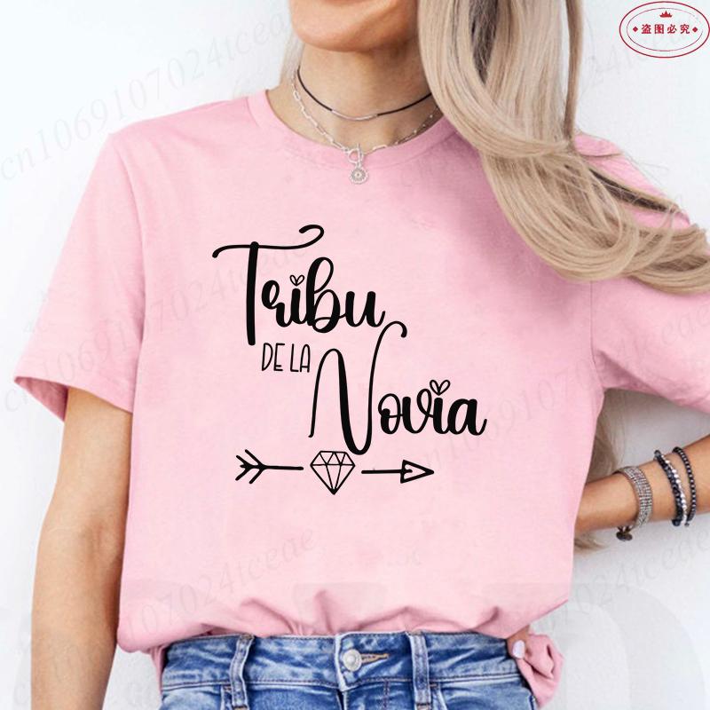 Mode Spansk Team Bride Squad T-shirt Möhippa Bröllop Y2k Toppar Kvinna Möhippa T-shirts Kortärmade Skjortor
