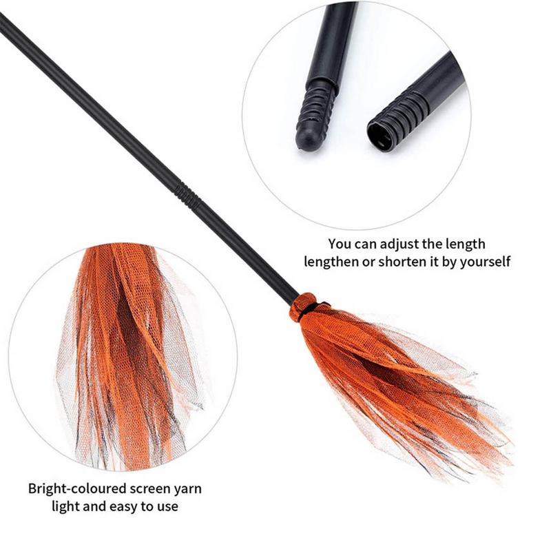 Creative Halloween Witch Broom Halloween Party Witch Decor Props Decorative Masquerade Cosplay Costume Accessories Kids Gifts