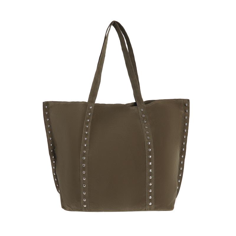Большая матовая сумка-тоут с заклепками - Универсальная женская модная сумка через плечо зелёный