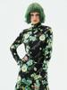 GREEDILOUS Floral Turtleneck Finger Hole Long Sleeve Top