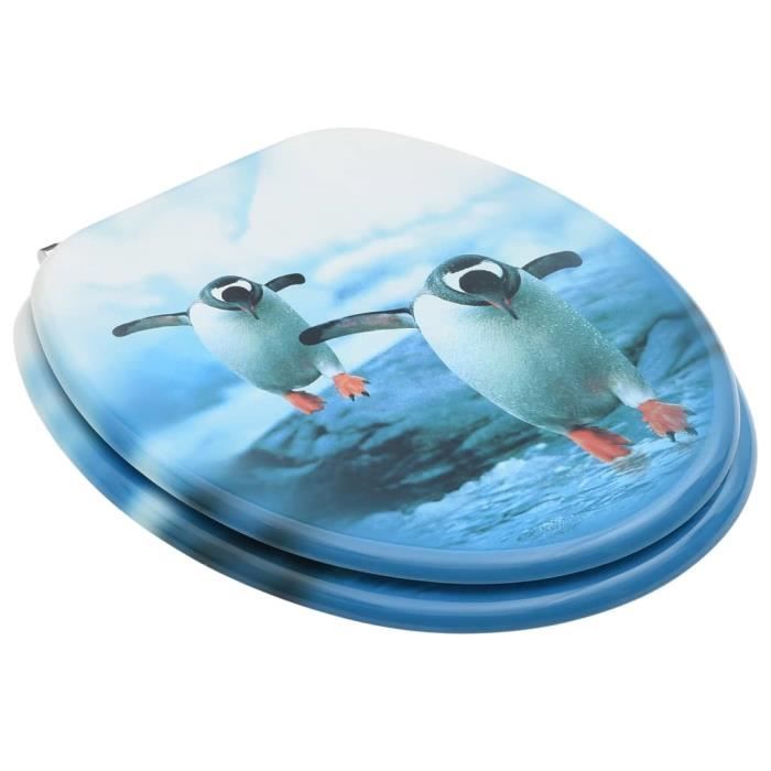 VidaXL Siège de toilette avec couvercle MDF Design de pingouin