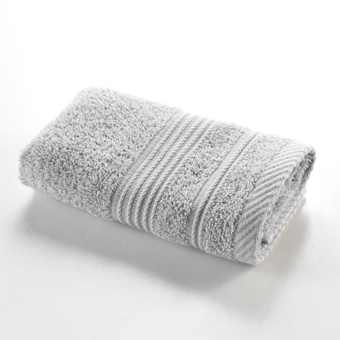 Serviette De Toilette - Tendresse - 30 X 50 Cm - 100% Coton - Gris - Lavable En Machine