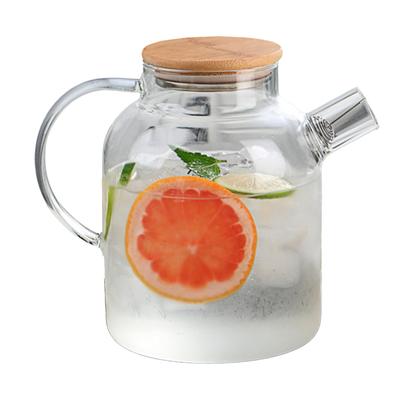 Urcior de apă 1800 ml ulcior de sticlă pentru frigider cu filtru Bate Capac din lemn Rezistent la căldură Vase de servire pentru băuturi