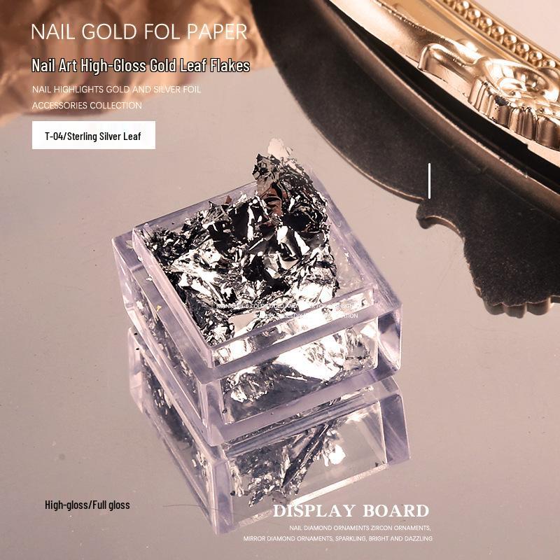 High-Gloss Gold & Silver Foil Flakes: Nail Art Stickers and Sequins
