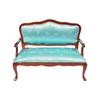 Elegant Blue Floral 1:12 Scale Miniature Sofa Armchair Model Figurine Double Couch For Doll House Scene Setting Furniture