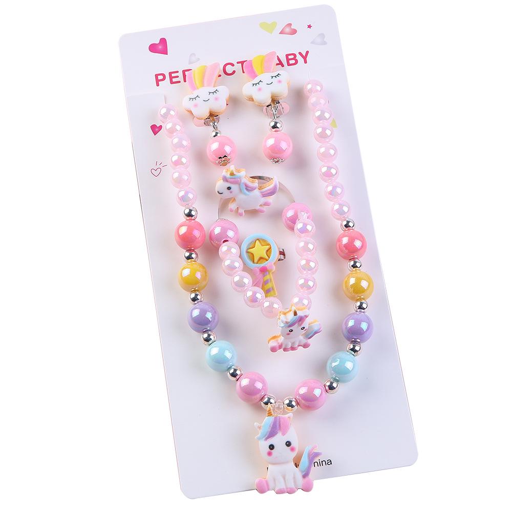 Children's Unicorn Beaded Necklace & Ring Set - DIY Jewelry for Girls