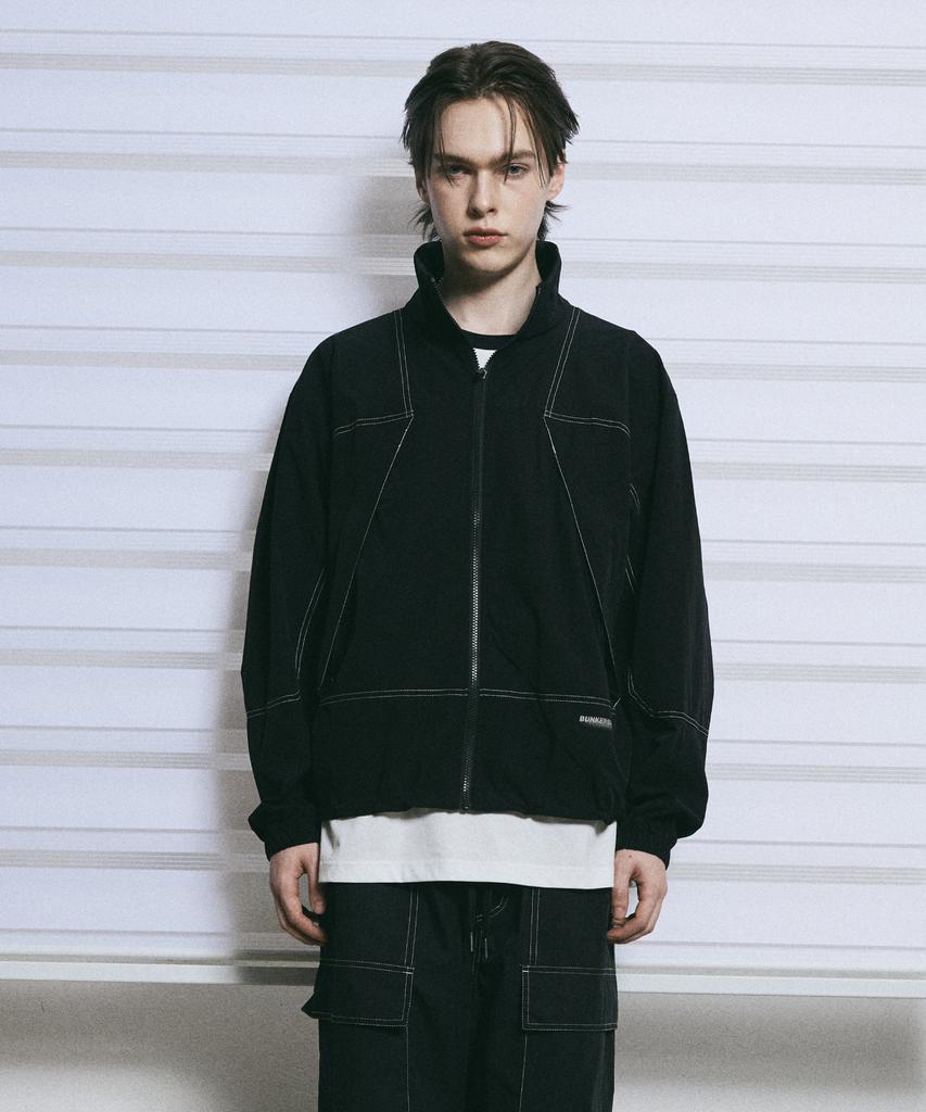 Bunkerbuster Stitch Contrast High-Neck Windbreaker Mq2Ju203_Black