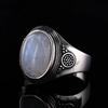 Vintage 925 Silver Ring Natural Moonstone Ring 10*14mm Oval Large Stone Retro Silver Fine Jewelry Gift For Women Men