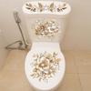Pegatina Floral de Perlas Doradas de Lujo para Inodoro Impermeable Autoadhesiva Decoración de Baño Pegatinas de Pared Pegatinas de Decoración para el Hogar