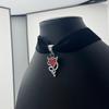Gothic Red Heart Velvet Choker Necklace