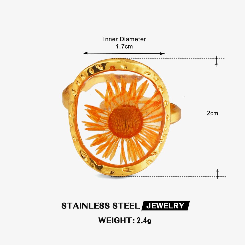 

Trendy Stainless Steel Forever Flower Rings for Women 18k Gold Color Plated Unique Hip-hop Sunflower Ring Fashion Jewelry resizable