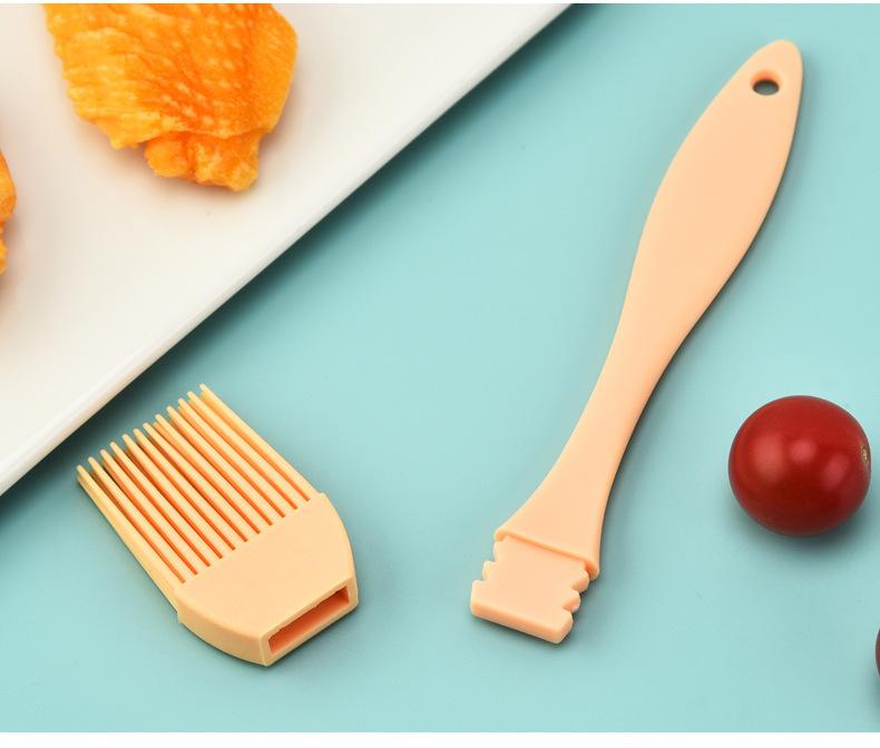 Apricot 2-Piece Set Food-Grade Silicone Basting Brush Dual-Use for Baking  Barbecue Household Small Brush
