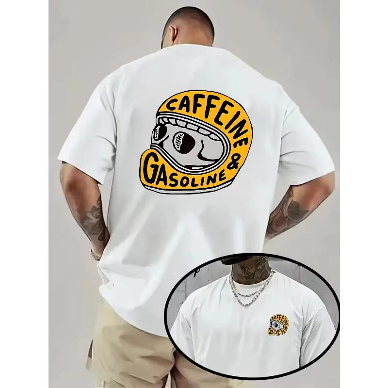 Caffeine Gasoline Pattern Casual Style T Shirt Unisexs Wounisex Tee Summer Novelty Oversized Retro Trendy Streetwear Casual Loose