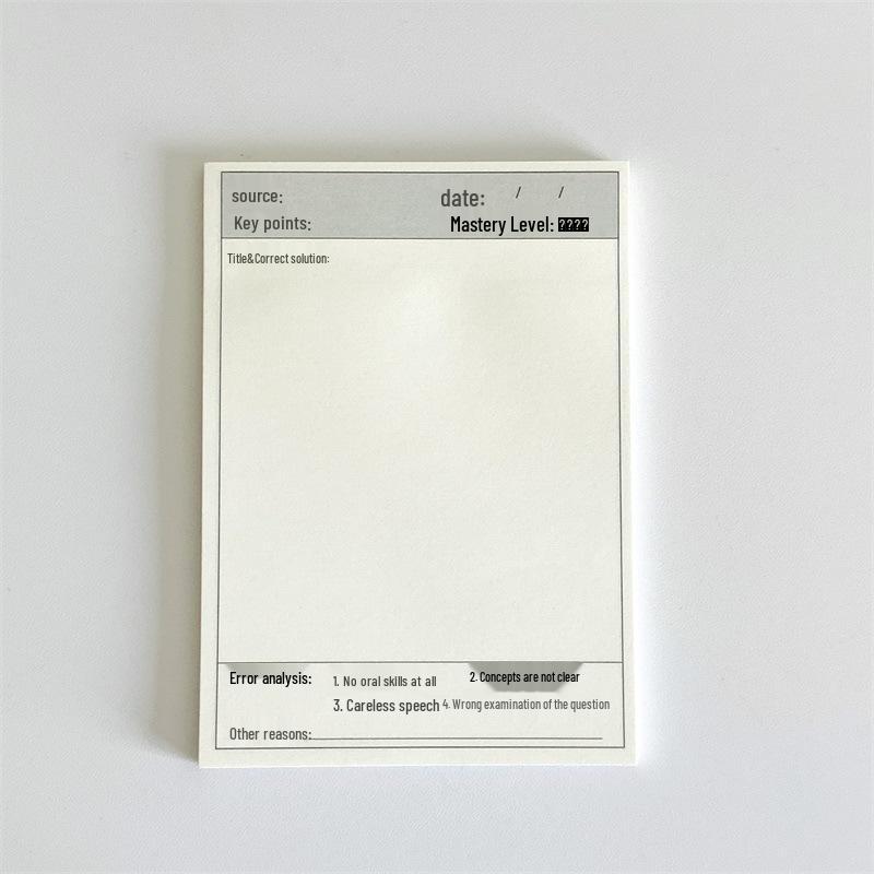 Multi-use Error Correction Sticky Notes - Student Test Paper Sticky Index with Tear-off Correction Book