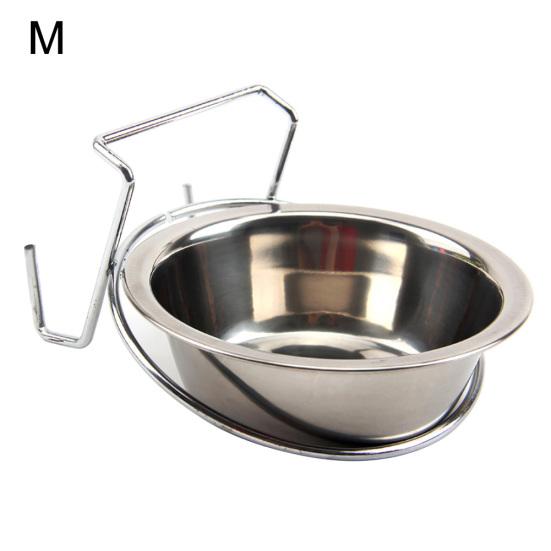 Puntos Pet Stainless Steel Dog Bowl Cage Crate Hanging Food Dish Water Feeder with Hook