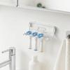 4 Slots Multi-head Toothbrush Holder Metal Self Adhesive Toothbrush Storage Rack Wall Mounted Space Saving Razor Storage Rack