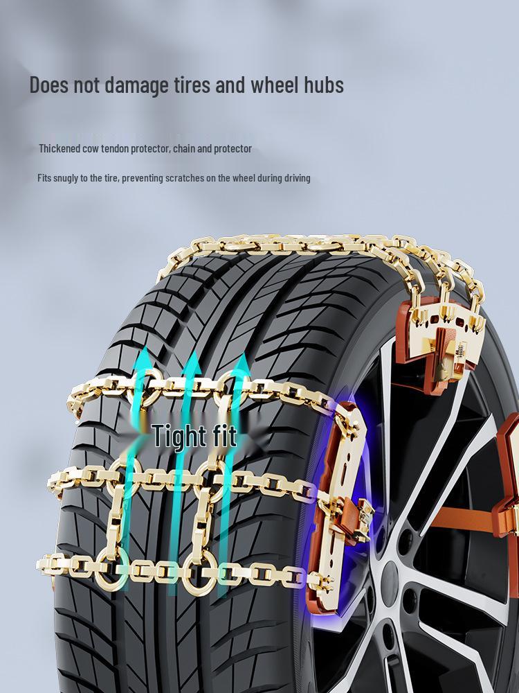 Winter Snow Chains for Cars, SUVs, and EVs: Tire-Safe, Non-Damaging Design
