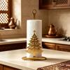 2D Flat Christmas Tree Iron Paper Towel Holder Kitchen Countertop Tissue Roll Stand Holiday Decoration