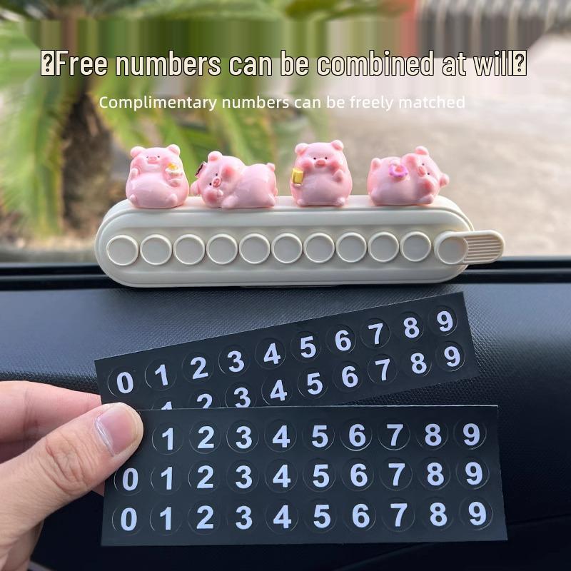 Adorable Pig Parking Phone Number Plate - Car Interior Ornament
