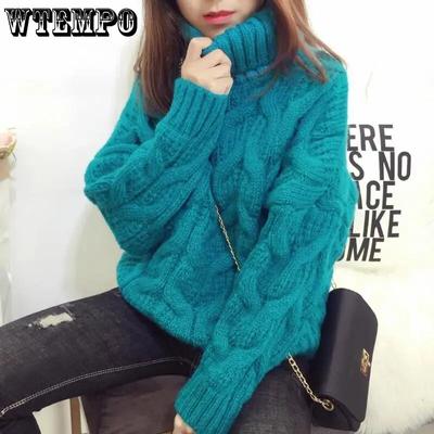 Turtleneck Sweater Women White Casual Loose Pullover Knitted Tops Autumn Winter New Fashion Ladies Knitwear Jumper Outerwear