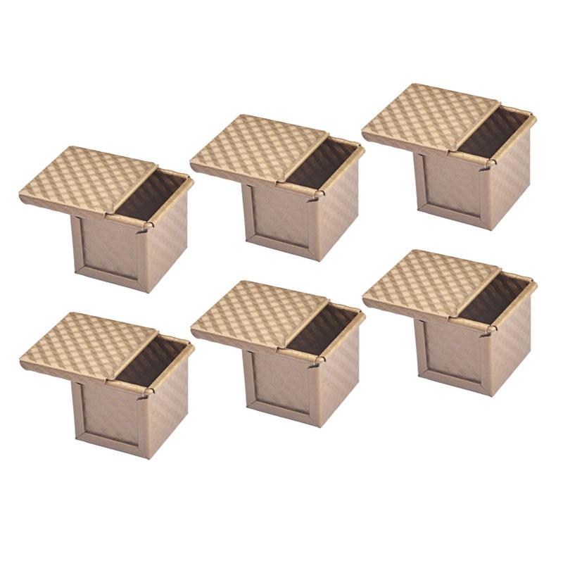 6X Square Loaf Pan With Lid Toast Mold Bread Pan Pullman Loaf Pan With Cover Non-Stick Mini Water Cube Toast Box золотой