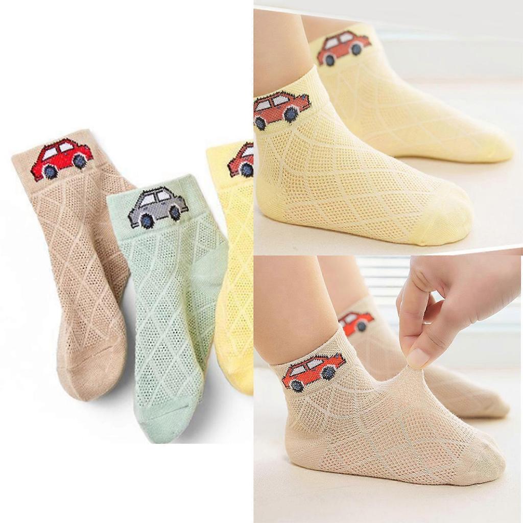 5 Pairs Cotton Mesh Kids Socks Comfortable Shorts Socks Elastic Feature Cartoon Character Designing Ankle Socks  Car model C