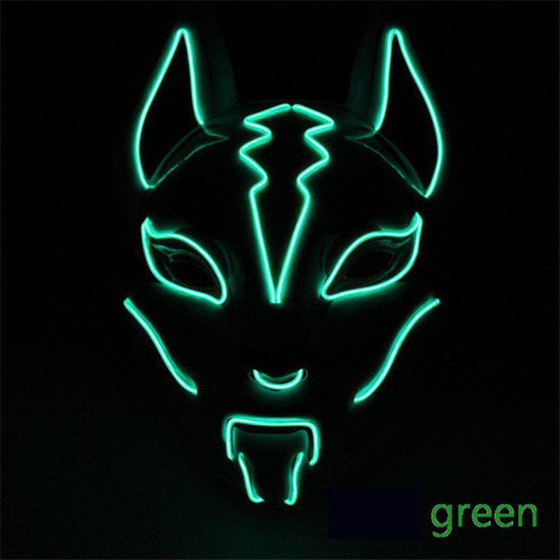 Unisex Japanische Fuchsmaske mit leuchtendem LED-Licht für gruselige Halloween-Partys