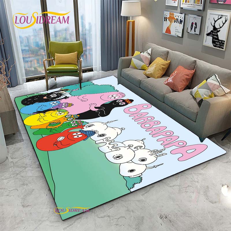 Barbapapa Cartoon Anime Carpet for Living Room Sofa Coffee Table Bedroom Rug Kitchen Kids Door unslip floor Mat Birthday gift