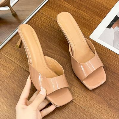Damen Hausschuhe High Heel Hausschuhe Damen Sandalen Neu Sommer Dünne Absätze Eckige Zehen Sexy Außen Hausschuhe Chanclas Mujer