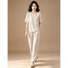 EST+II Women's Round Neck Short Sleeve Top & Wide-Leg Pants Set