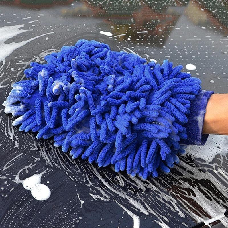 1 blue microfiber Chenille car wash sponge, care brush pad, cleaning tool, car wash towel, glove, and shaped accessories