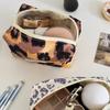 Leopard Print Cosmetic Bag Box Shaped Travel Organizer Women Makeup Pouch Storage Bags