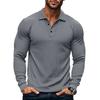 Men's Casual Lapel Polo Shirt Men's T-shirt Slim Spring and Autumn Long Sleeve Base Shirt