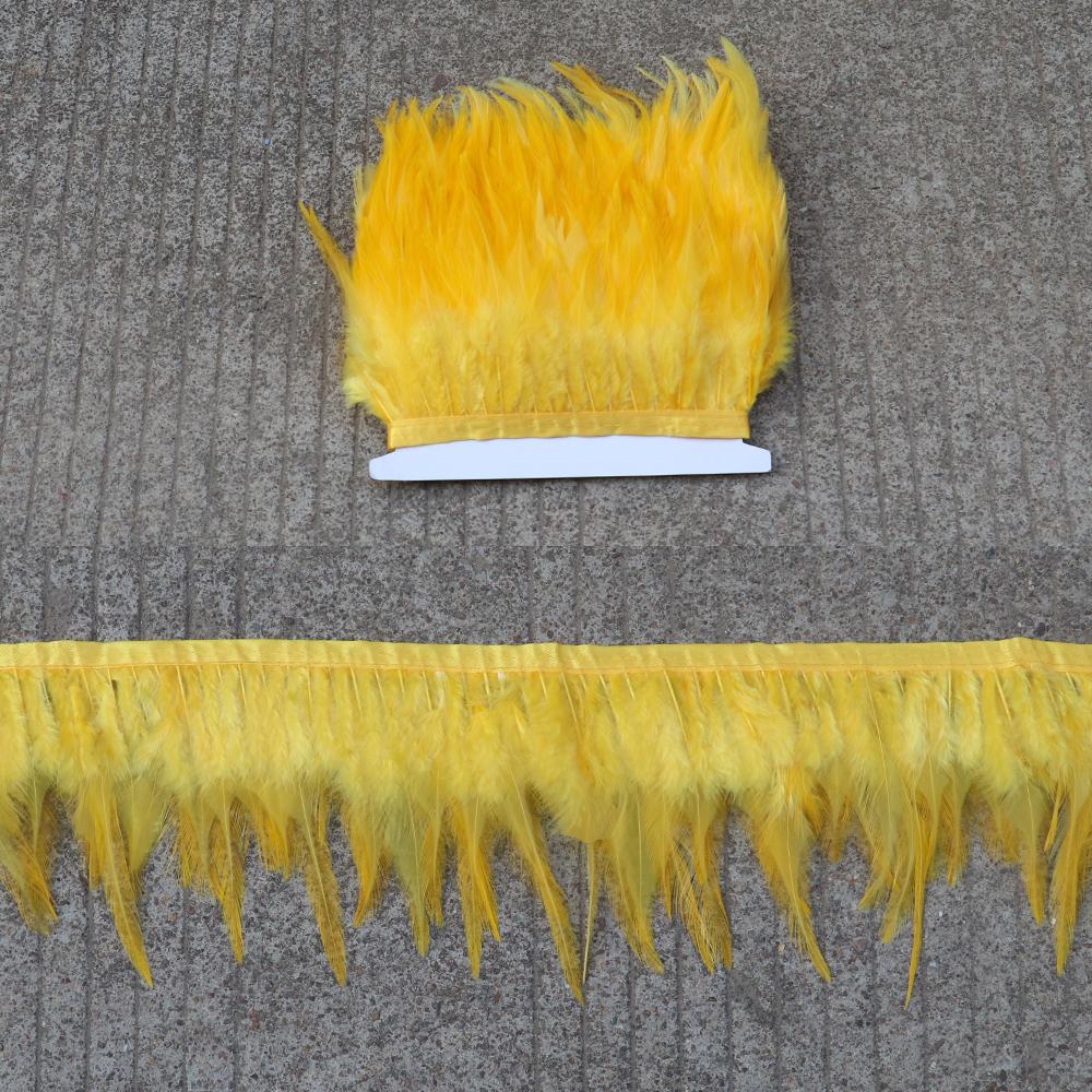 Feather5 10Meters Rooster Feather Trim 8-13CM Colored Chicken Feathers Ribbon  3-5" Saddle Pheasant Feathers Trim Fringe