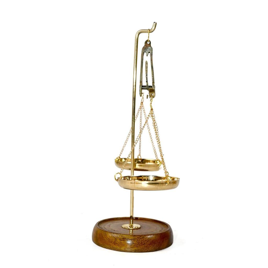 Metal Brass Tarazu Showpiece - Symbol of Law & Justice, Decorative Weighing Scale (6 X 2.5 X 6.5 Inches)