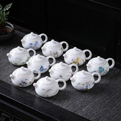 Dehua White Porcelain Xishi Teapot - Ceramic Kung Fu Tea Set with Mutton Fat White Porcelain, Single Teapot for Simple Tea Brewing