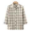 Women's Plaid Long Sleeve Pure Cotton Shirt for Spring/Autumn - Loose Fit for Middle-Aged and Elderly