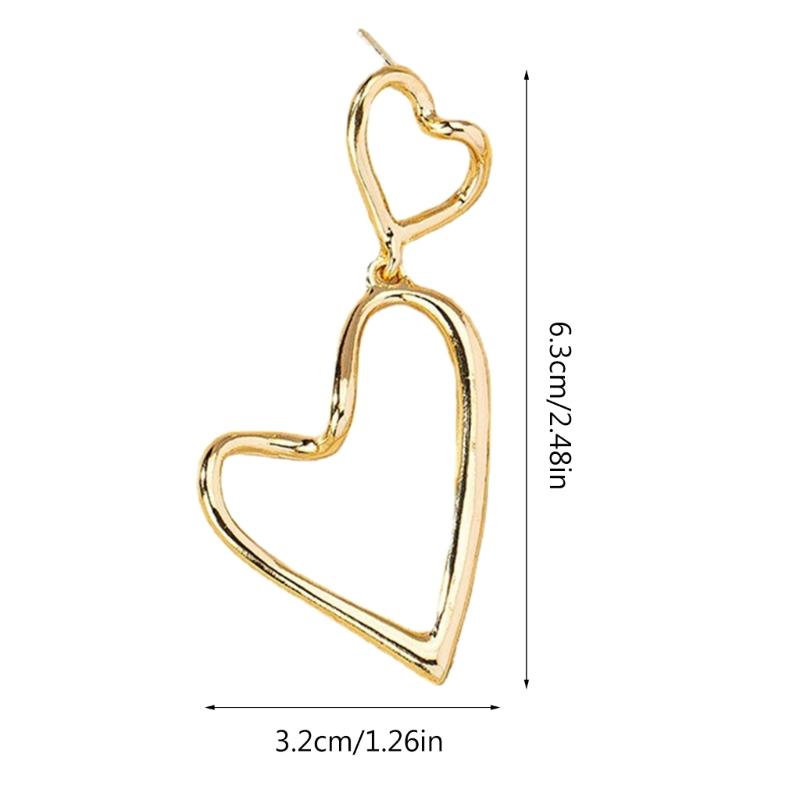Vintage Double Love-heart Earrings Personality Earrings Retro French Style High Graded Ear Jewelry Valentines Gift