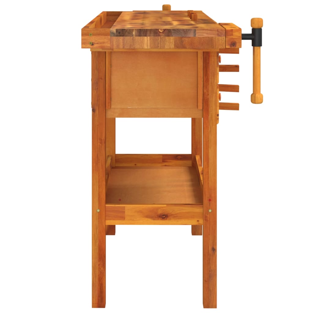 Vidaxl Banco da Lavoro con Cassetti e Morsa, 124x52x83 cm, Acero