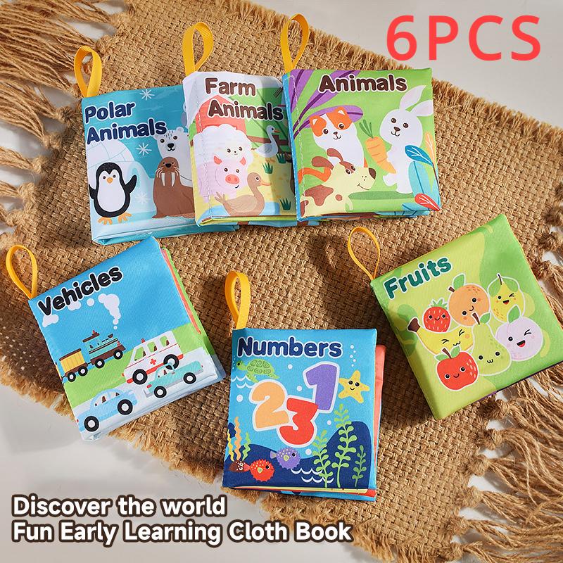 6-12PC Early Learning for Infants Soft Cloth Books Creative Squeezing and Folding Animals Ocean Books Puzzle Toys Gifts for Children