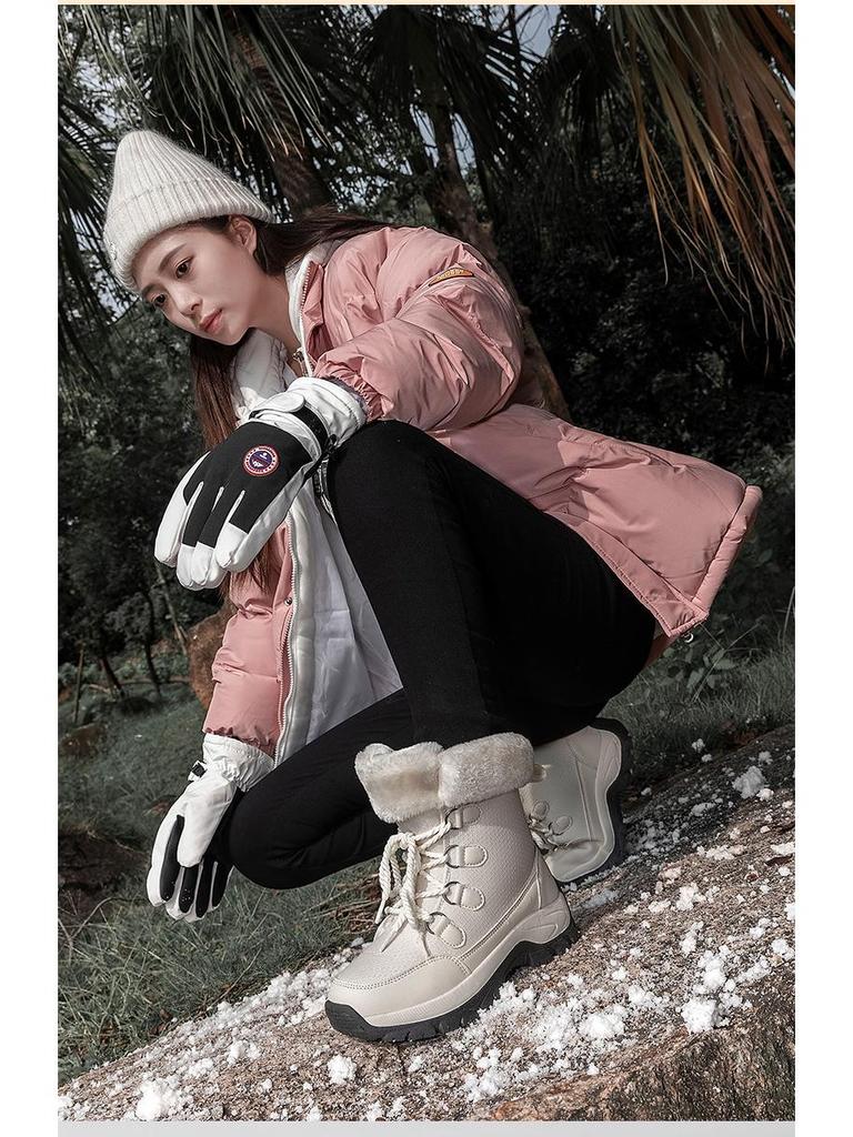 2025 Women's Mid-Calf Snow Boots with Fleece Lining, Thickened Cotton, Plus Sizes Available