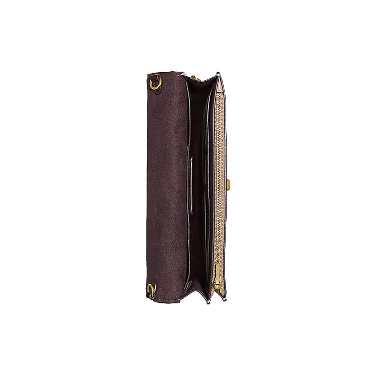 COACH Hutton Cow Leather, Leather Chain Bag Clutch Women's Milk Tea 856-B4CAH